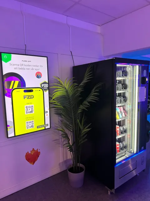 En informationsskärm vid entrén på FUZED Skellefteå