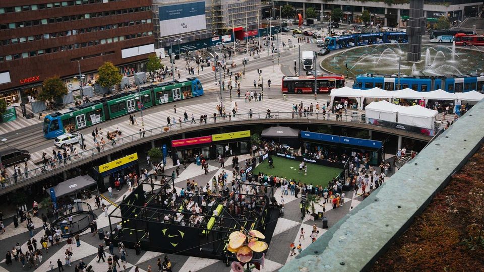 FUZED Trophys sport- och gamingevent på Sergels torg i Stockholm, sett ovanifrån